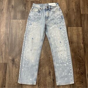 Arizona Jean Vintage Straight High Rise Paint Splash Design Jeans Women’s Sz 0